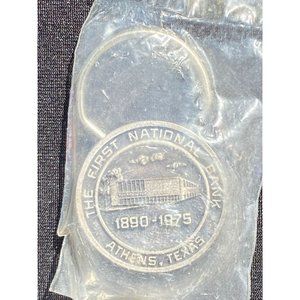 VTG First National Bank of Athens Texas Key Ring Chain Pewter NOS New 1890-1975